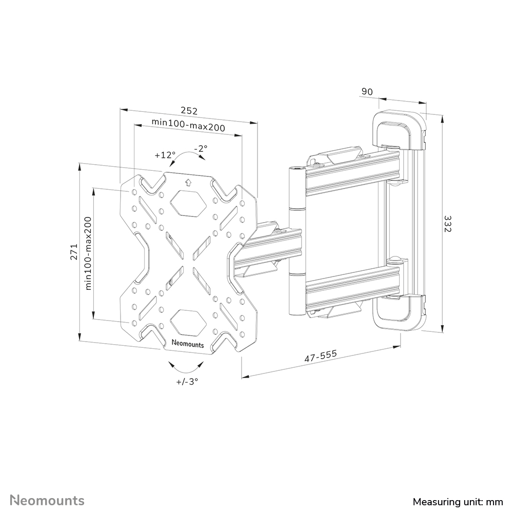 Neomounts WL40S-850BL12 TV-Wandhalterung 32-55" - volle Bewegung - schnelle Installation